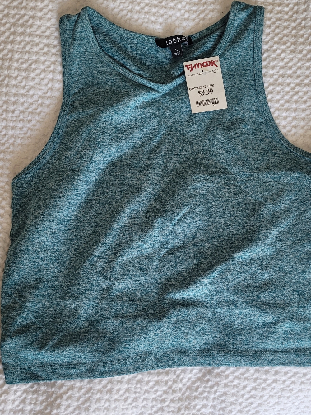 T.J.Maxx Teal Heathered Sleeveless Crop Tank Top